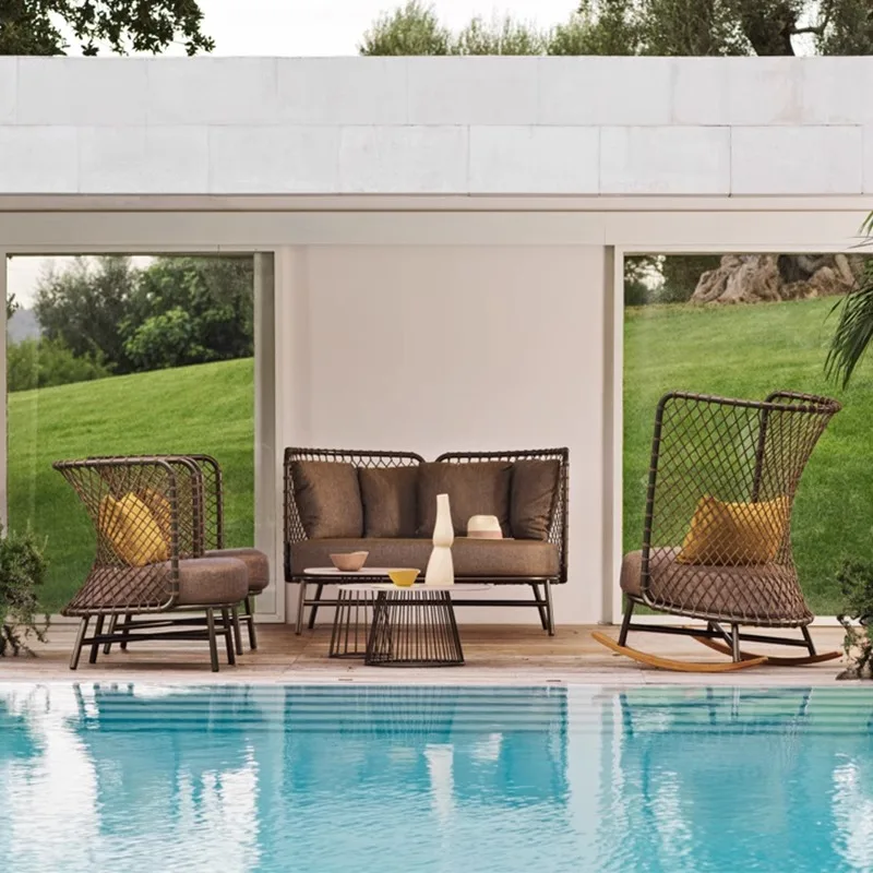 Balcony rattan rocking chair lazy backrest small sofa coffee table combination outdoor three-piece courtyard furniture
Balcony rattan rocking chair lazy backrest small sofa coffee table combination outdoor three-piece courtyard furniture