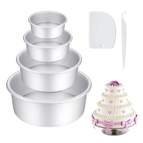 Anodized Aluminum Set 4/6/8/10 Inch Fixed/Removable Bottom Mold Round Chiffon/Angel Baking Cheesecake Tin 0059