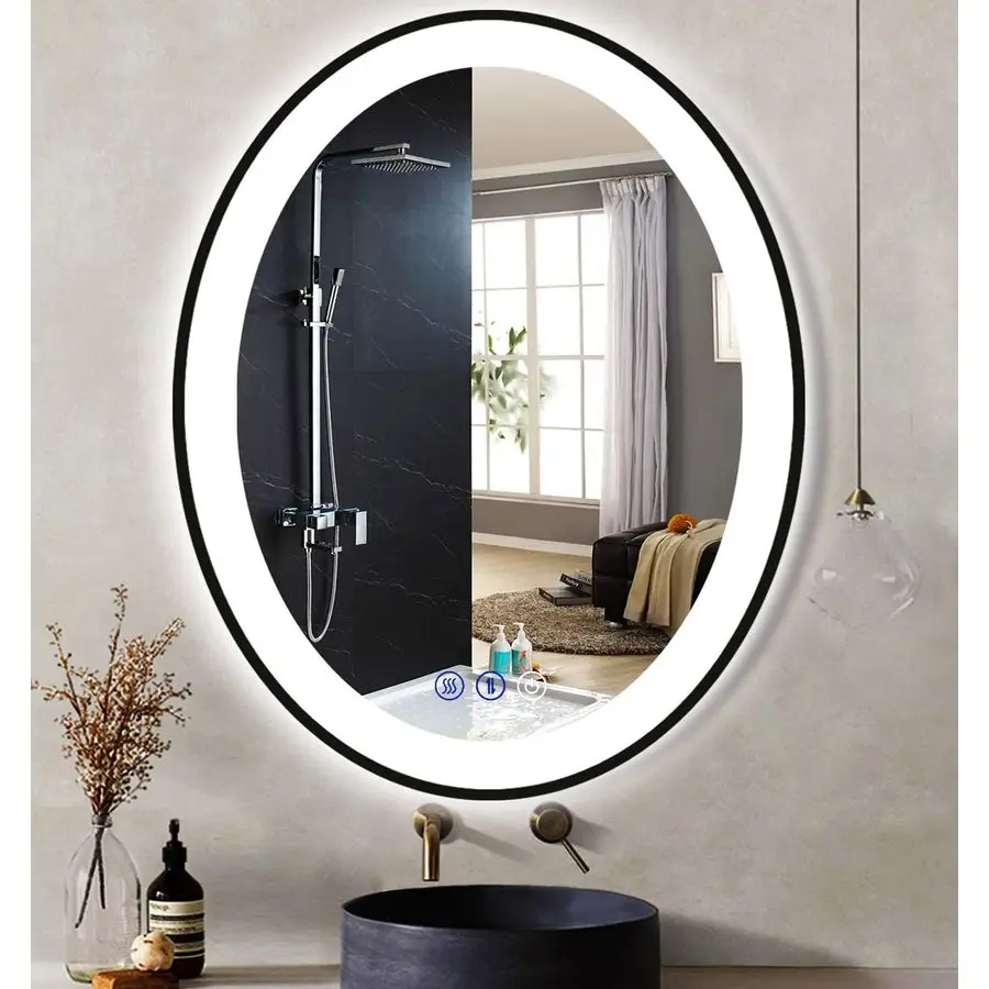Inch Oval Black Frame Vanity LED Mirror with 3 Color Lights for Bathroom Wall Black Oval Lighted Mirror AntiFog Dimmable Makeup
Inch Oval Black Frame Vanity LED Mirror with 3 Color Lights for Bathroom Wall Black Oval Lighted Mirror AntiFog Dimmable Makeup