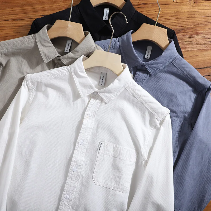 Heavyweight Cotton Men's Shirts Japan Style Literary Loose Simple Casual Long Sleeve Vintage Lapel Teens Solid Color Male Blouse
Heavyweight Cotton Men's Shirts Japan Style Literary Loose Simple Casual Long Sleeve Vintage Lapel Teens Solid Color Male Blouse