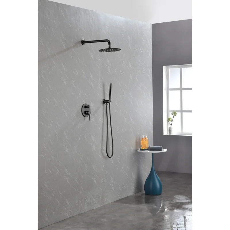 Wall Mounted Shower Faucet Set with 10" High Pressure Rain & Handheld Shower, Matte Black 2-Way Pressure Balance Valve Kit
Wall Mounted Shower Faucet Set with 10" High Pressure Rain & Handheld Shower, Matte Black 2-Way Pressure Balance Valve Kit