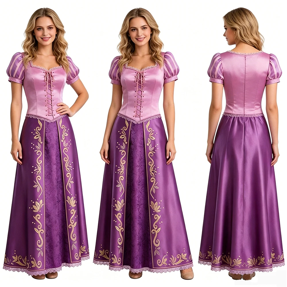 Anime Rapunzel Cosplay Costume Dress Women's Medieval Princess Dress Purple Pink Ball Gown with Embroidery Halloween Clothes
Anime Rapunzel Cosplay Costume Dress Women's Medieval Princess Dress Purple Pink Ball Gown with Embroidery Halloween Clothes