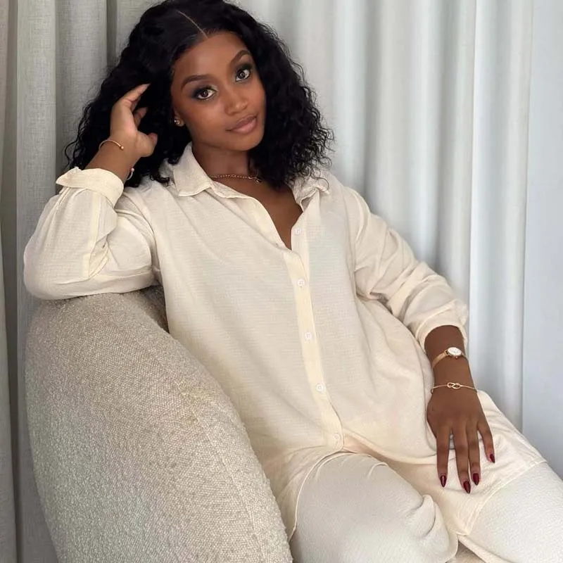 African Black Women's Suit Lapel Long Sleeve Shirt Wide-Leg Straight Trousers European and American Fashion Casual Two-Piece Sui
African Black Women's Suit Lapel Long Sleeve Shirt Wide-Leg Straight Trousers European and American Fashion Casual Two-Piece Sui