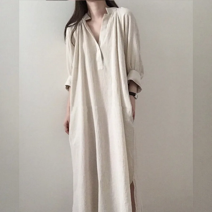 【New style】2026 Japan and South Korea spring clothes new style loose Korean long over-the-knee cotton and linen shirt dress
【New style】2026 Japan and South Korea spring clothes new style loose Korean long over-the-knee cotton and linen shirt dress