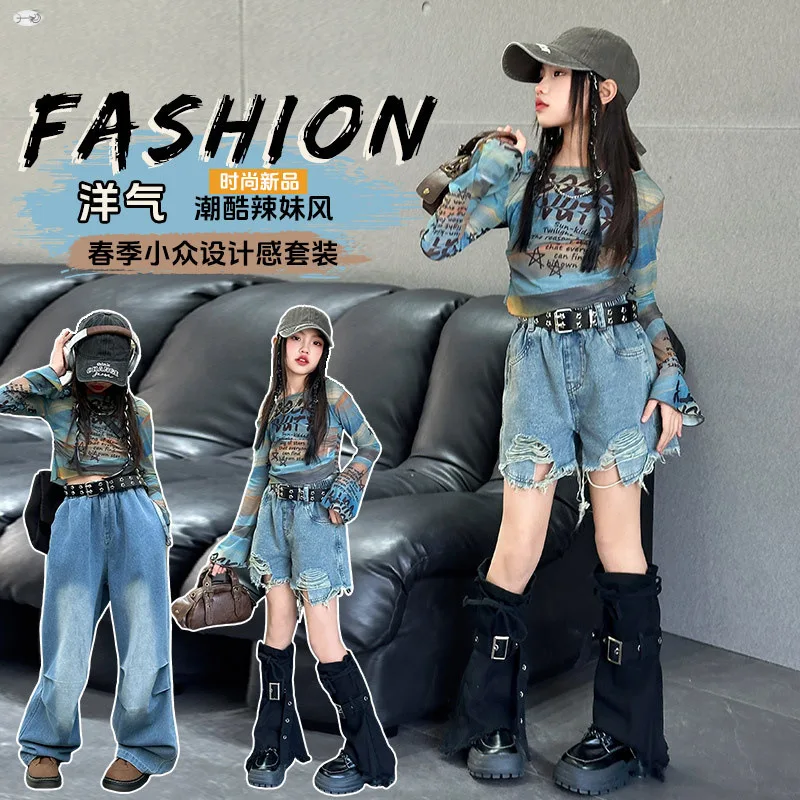 Girl Hip Hop Clothing Sets Kids Long Sleeves Crop Tops Denim Shorts New Fashion Clothes Streetwear Dance Stage Costume 2PCS Suit
Girl Hip Hop Clothing Sets Kids Long Sleeves Crop Tops Denim Shorts New Fashion Clothes Streetwear Dance Stage Costume 2PCS Suit