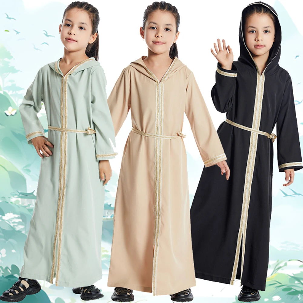 Muslim Child Hooded Abaya Eid Ramadan Kids Girl Maxi Dress Moroccan Kaftan Islamic Clothing Arabic Robe Dubai Turkey Abayas Robe 
Muslim Child Hooded Abaya Eid Ramadan Kids Girl Maxi Dress Moroccan Kaftan Islamic Clothing Arabic Robe Dubai Turkey Abayas Robe