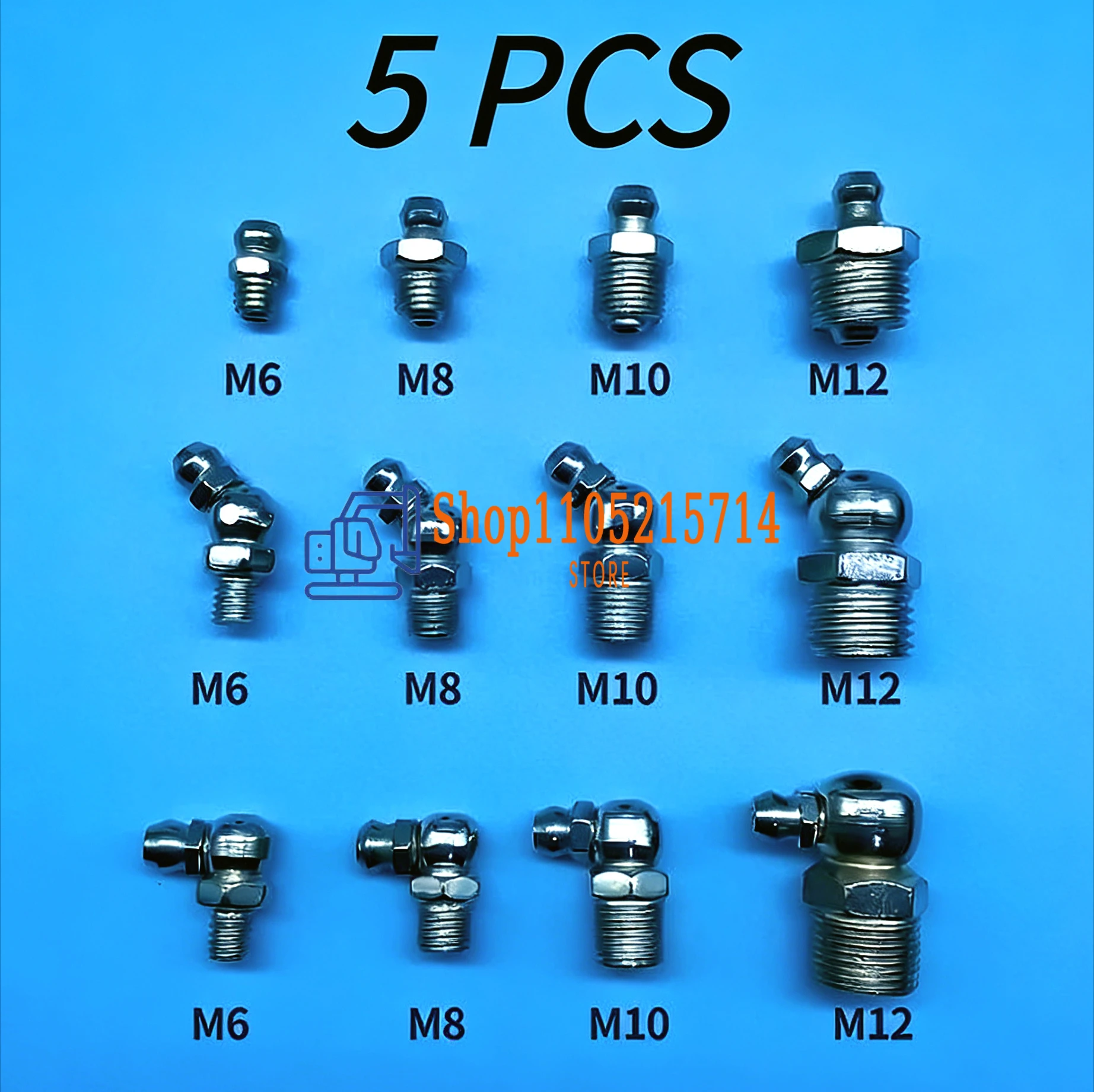 5pcs Stainless Steel Grease Nipple M6 M8 M10 for Grease Gun F0006 SS201 Metric External Thread Straight Elbow Type Grease Nipple
5pcs Stainless Steel Grease Nipple M6 M8 M10 for Grease Gun F0006 SS201 Metric External Thread Straight Elbow Type Grease Nipple