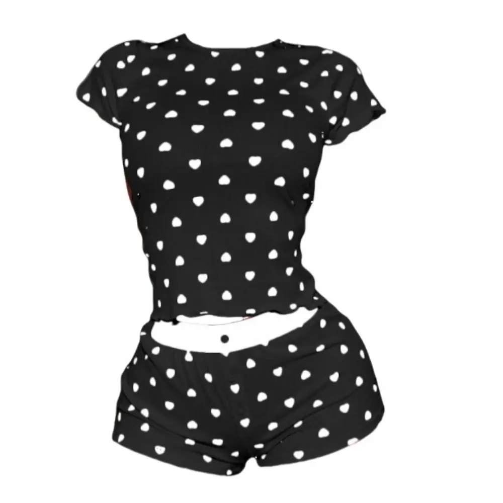 Soft Sweet Short Sleeve Pajamas Set Heart Euffle Camisole Shorts Nightdress Homewear Thin Two Pieces Nightwear Summer
Soft Sweet Short Sleeve Pajamas Set Heart Euffle Camisole Shorts Nightdress Homewear Thin Two Pieces Nightwear Summer