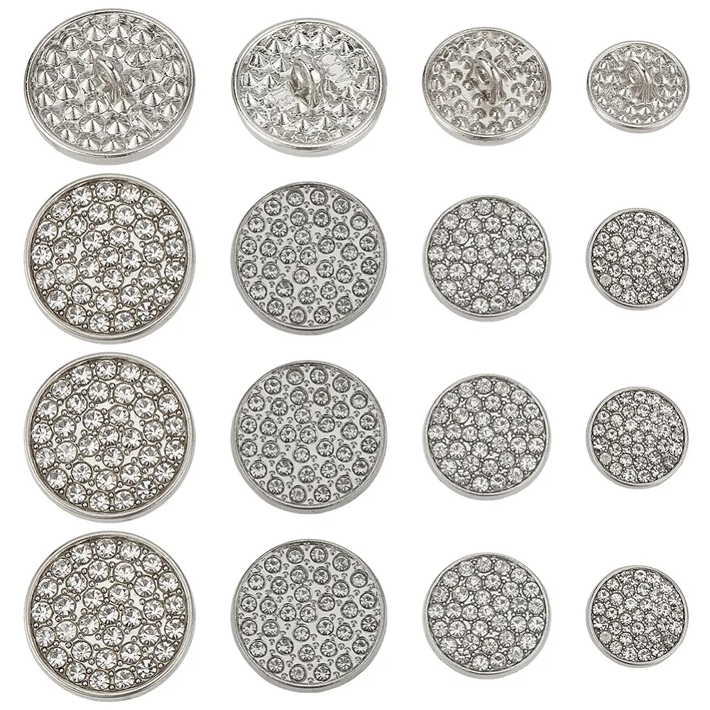 20Pcs 4 Styles Alloy Shank Buttons Flat Round with Rhinestone 1-Hole Platinum 12~20x7mm Hole: 2mm 5pcs/style
20Pcs 4 Styles Alloy Shank Buttons Flat Round with Rhinestone 1-Hole Platinum 12~20x7mm Hole: 2mm 5pcs/style