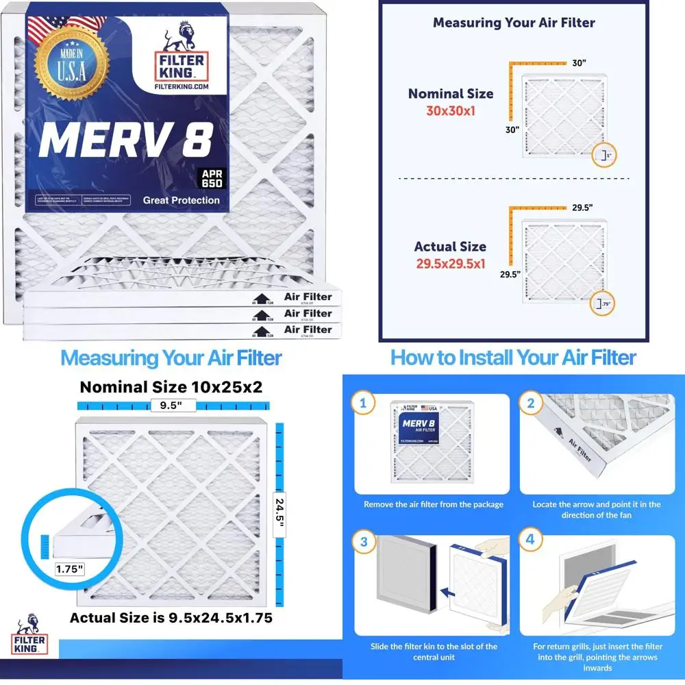 10x25x2 MERV 8 плиссированных воздушных фильтров — 12 шт. для систем печей HVAC A/C — сделано в США — настоящий размер 9,5x24,5x1,7 — высокоэффективный
10x25x2 MERV 8 плиссированных воздушных фильтров — 12 шт. для систем печей HVAC A/C — сделано в США — настоящий размер 9,5x24,5x1,7 — высокоэффективный