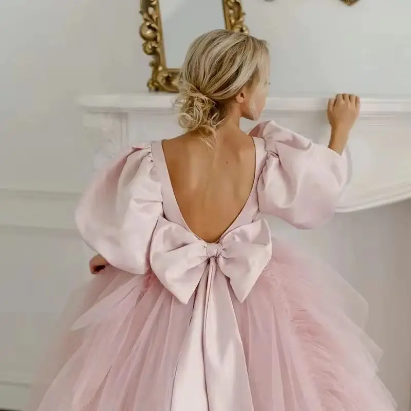 Custom Pink Flower Girl Dress, Short Sleeve, Puffy Tulle Skirt with Bow, Birthday Party and Banquet Princess Dress
Custom Pink Flower Girl Dress, Short Sleeve, Puffy Tulle Skirt with Bow, Birthday Party and Banquet Princess Dress