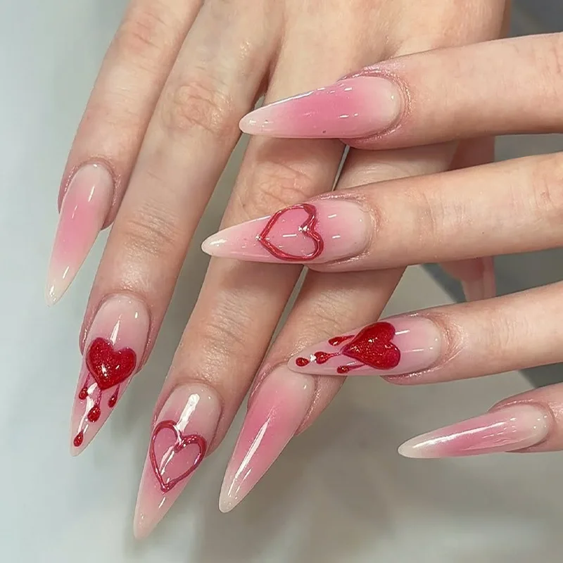 24pcs Gradient Pink False Nail Valentine's Day Love Long Stiletto Press on Nails Tips Blush Fake Nails Simple Wearable Manicure
24pcs Gradient Pink False Nail Valentine's Day Love Long Stiletto Press on Nails Tips Blush Fake Nails Simple Wearable Manicure