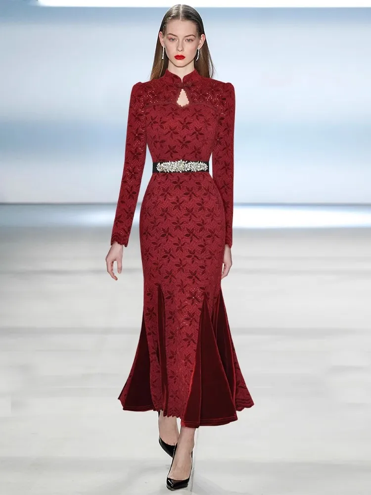 Designer New Women's Elegant Party Dress High Quality Velvet Slim Mermaid Evening Dress Formal Occasion Fashion French Vintage
Designer New Women's Elegant Party Dress High Quality Velvet Slim Mermaid Evening Dress Formal Occasion Fashion French Vintage