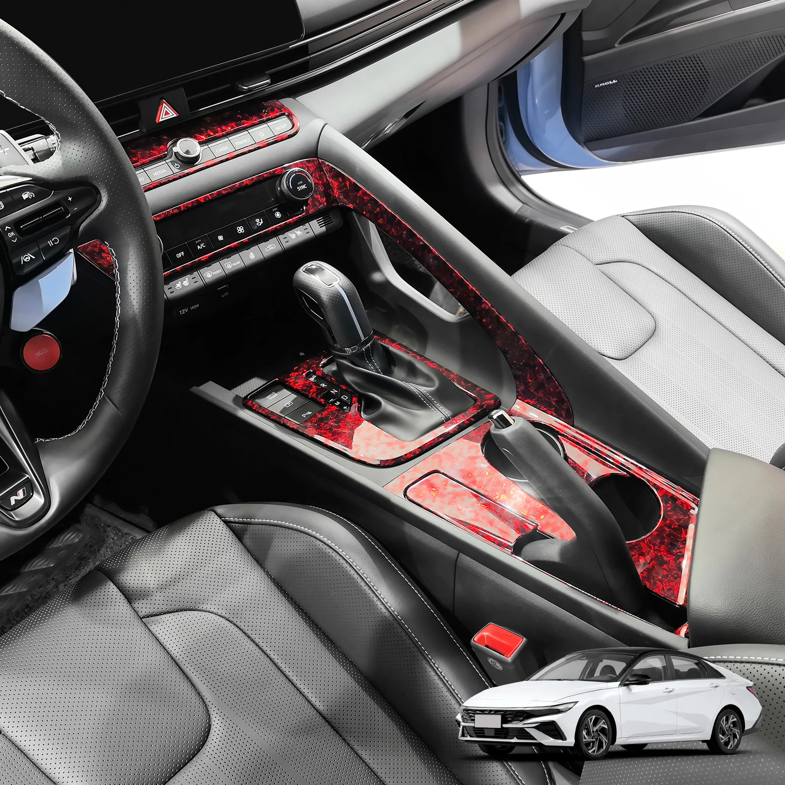 LHD Laser Forging Red Central Console Gear Shift Steering Wheel Trim Cover Water Cup Air Control Panel For Hyundai Elantra CN7 N
LHD Laser Forging Red Central Console Gear Shift Steering Wheel Trim Cover Water Cup Air Control Panel For Hyundai Elantra CN7 N