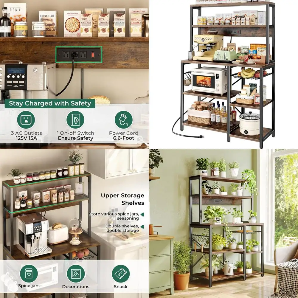 Коричневая подставка для микроволновой печи в деревенском стиле (35,4 дюйма) с розеткой, кофейной станцией и 6 крючками, стеллаж для выпечки с проволочной корзиной
Коричневая подставка для микроволновой печи в деревенском стиле (35,4 дюйма) с розеткой, кофейной станцией и 6 крючками, стеллаж для выпечки с проволочной корзиной