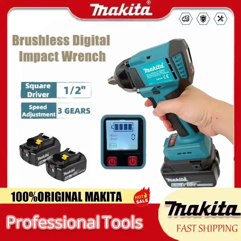 Makita Brushless Digital Display Electric Impact Wrench Cordless Electric Torque Wrench 1/2 Inch Screwdriver Power Tool for 18V
Makita Brushless Digital Display Electric Impact Wrench Cordless Electric Torque Wrench 1/2 Inch Screwdriver Power Tool for 18V