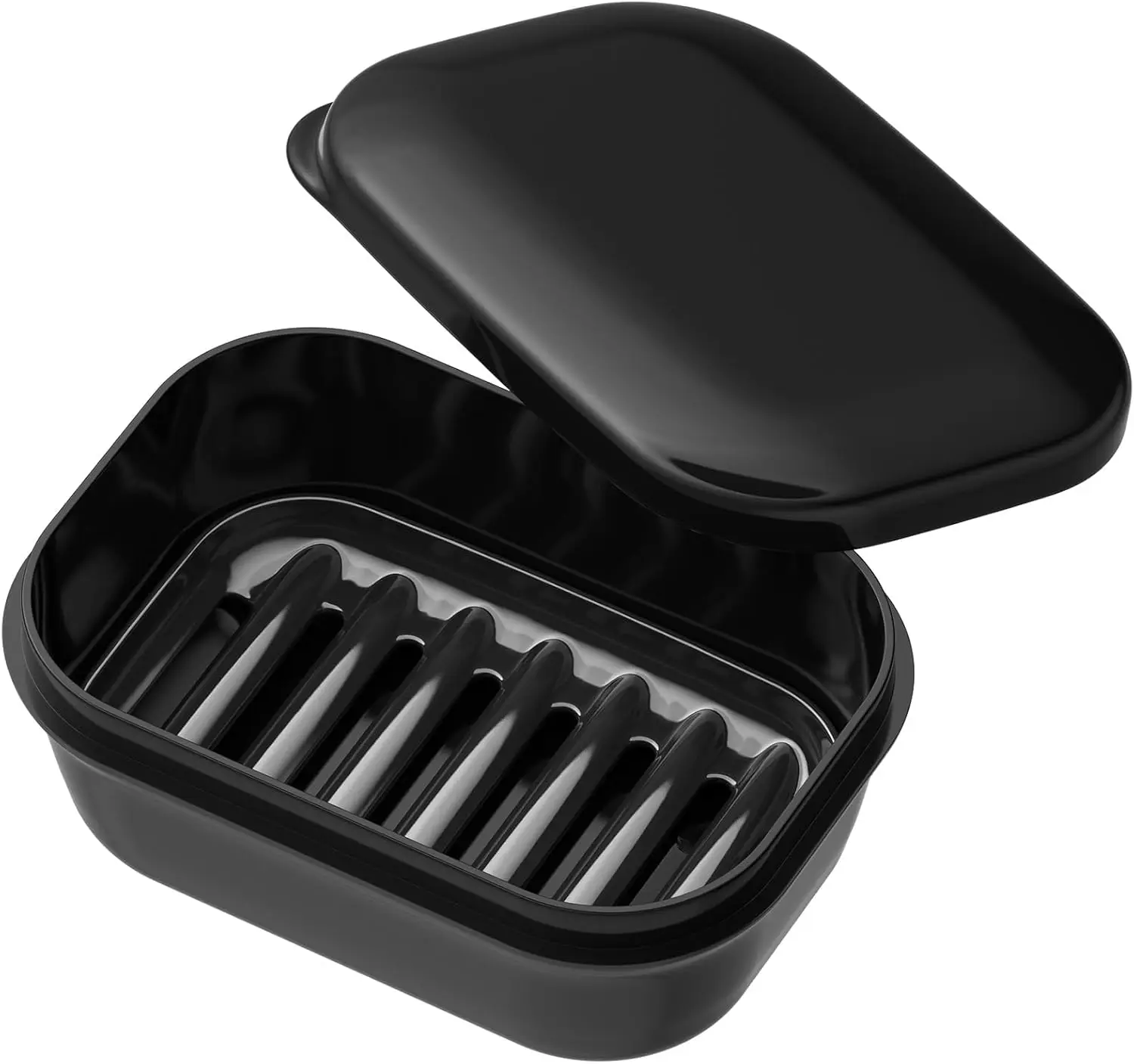 Leakproof Soap Dish with Lid & Draining Tray, Shatterproof Travel Bar Soap Holder for Camping, Gym, Bathroom, Black
Leakproof Soap Dish with Lid & Draining Tray, Shatterproof Travel Bar Soap Holder for Camping, Gym, Bathroom, Black
