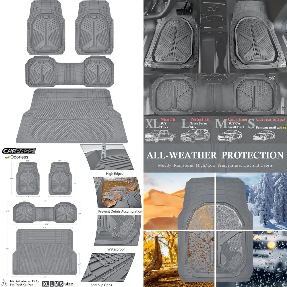 CAR PASS Heavy Duty Rubber Car Mats with Cargo Liner, Deep-Dish Car Floor Mats and Trunk Mat All Weather, Universal Trim-to-Fit
CAR PASS Heavy Duty Rubber Car Mats with Cargo Liner, Deep-Dish Car Floor Mats and Trunk Mat All Weather, Universal Trim-to-Fit