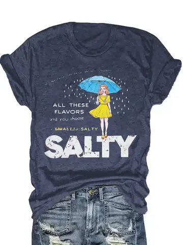 Plus Size Women's Short Sleeve T-Shirt All These Flavors Salty Spring and Summer Essentials summer outfits women's clothing