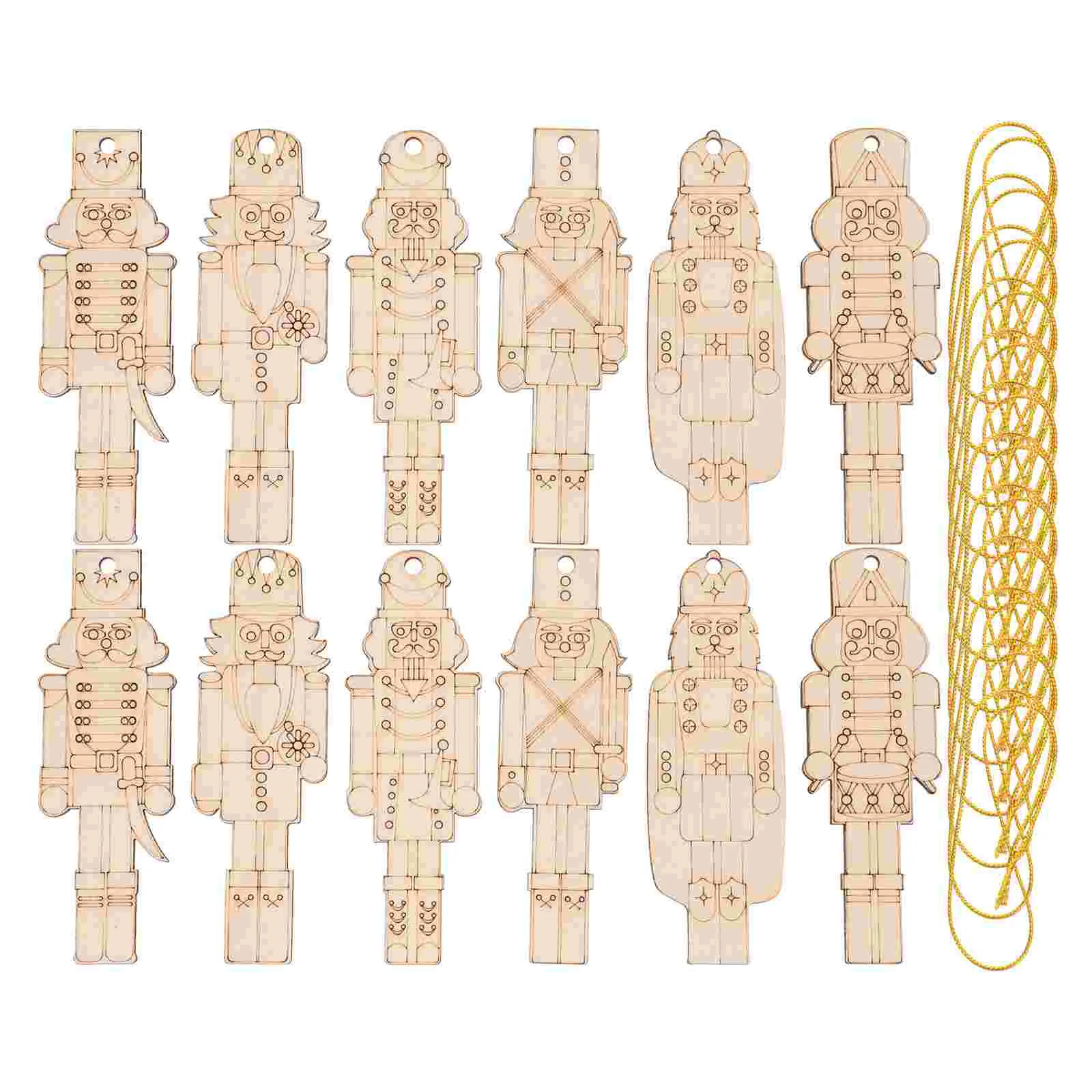 12pcs Christmas Tree Embellishment Wooden Nutcracker Cutouts Ornament with Holes and Ropes Unfinished Christmas Wood Tags
12pcs Christmas Tree Embellishment Wooden Nutcracker Cutouts Ornament with Holes and Ropes Unfinished Christmas Wood Tags