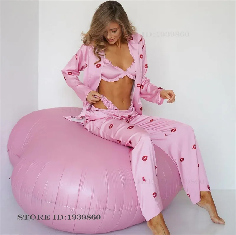 pink printed women's pajamas set loungewear spring autumn new sleepwear Intimate Lingerie loose rayon long sleeve pijamas
pink printed women's pajamas set loungewear spring autumn new sleepwear Intimate Lingerie loose rayon long sleeve pijamas