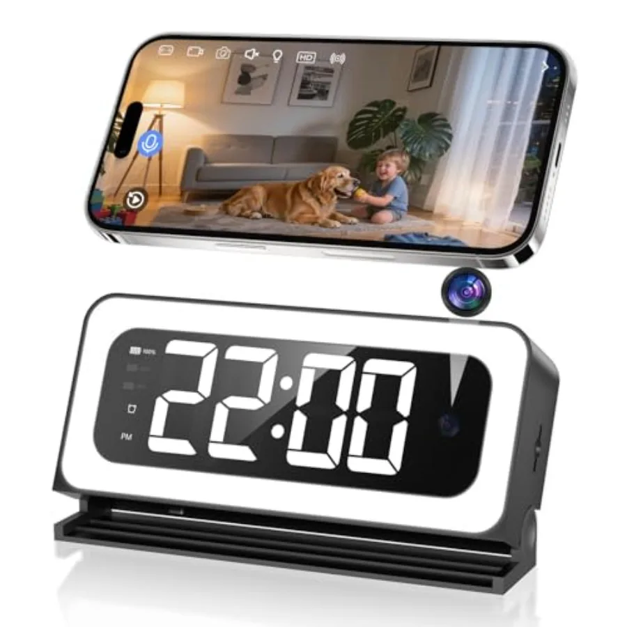 2K Clock Camera, 5G and 2.4G WiFi Indoor Pet Nanny Cameras with Alarm for Home, Full Color Night Vision, Human Motion Detection
2K Clock Camera, 5G and 2.4G WiFi Indoor Pet Nanny Cameras with Alarm for Home, Full Color Night Vision, Human Motion Detection