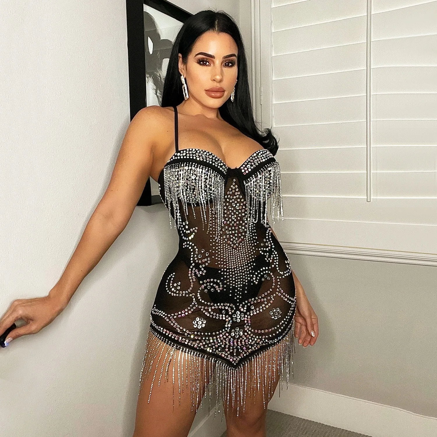 Sexy Nightclub Party Prom Club Banquet Mesh Hot Rhinestone Halter Tassel Dresses
Sexy Nightclub Party Prom Club Banquet Mesh Hot Rhinestone Halter Tassel Dresses