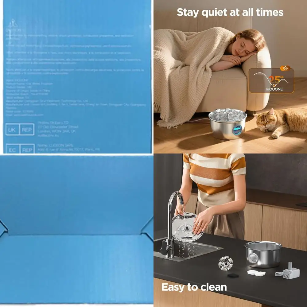 Stainless Steel Cat Water Fountain: 88oz/2.6L Ultra Quiet Pet Fountain with Flower Kitty Spout & LED Blue Light Water Dispenser
Stainless Steel Cat Water Fountain: 88oz/2.6L Ultra Quiet Pet Fountain with Flower Kitty Spout & LED Blue Light Water Dispenser