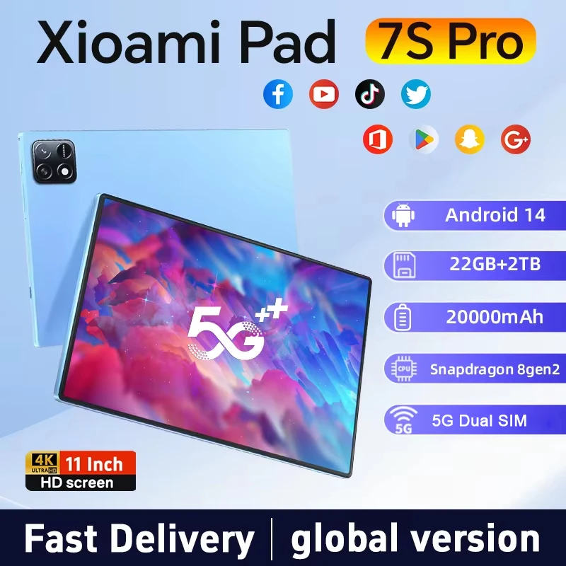 2025 NEW original Pad 7S Pro Tablet Android 14 Snapdragon 8 Gen2 Call Phone Tablets GPS 5G WiFi Dual SIM HD 4K Mi Tab
2025 NEW original Pad 7S Pro Tablet Android 14 Snapdragon 8 Gen2 Call Phone Tablets GPS 5G WiFi Dual SIM HD 4K Mi Tab
