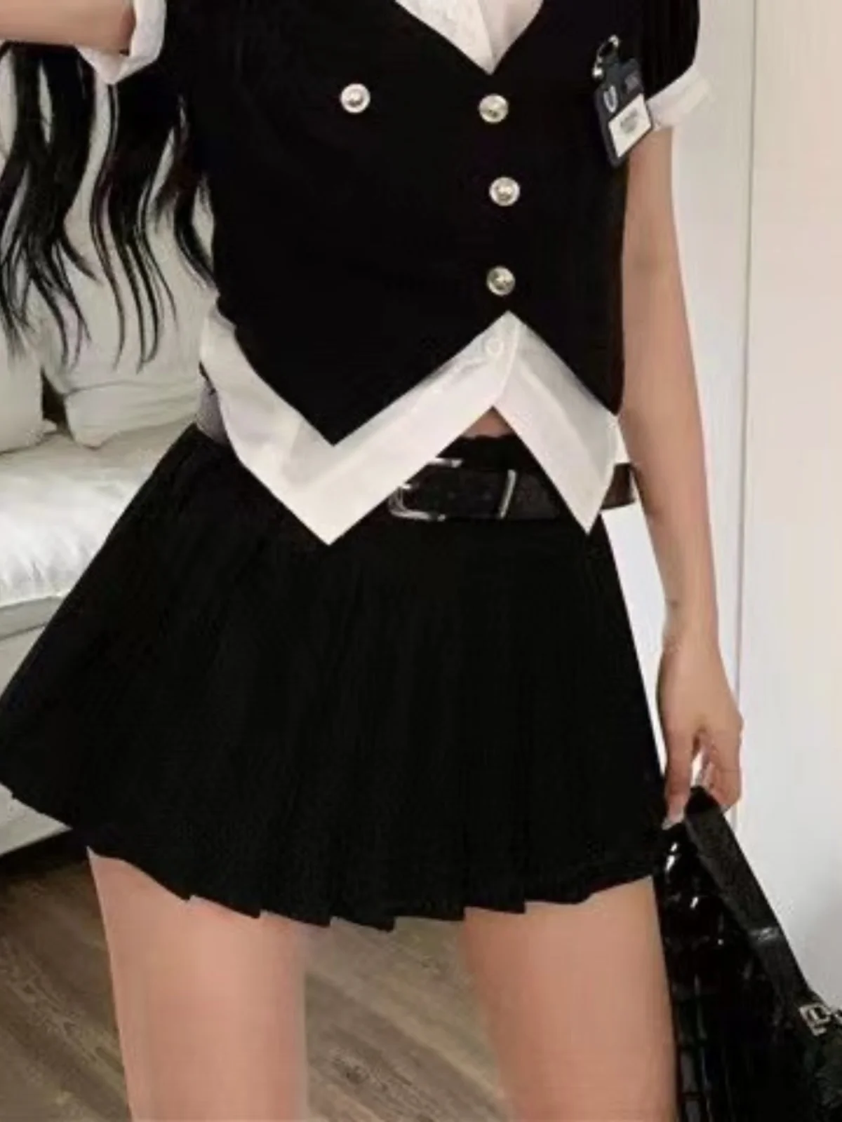 Милый крутой пикантный летний американский комплект для колледжа, клетчатая юбка с высокой талией, одинаковый цвет, искусственный топ из двух предметов, ансамбль
Милый крутой пикантный летний американский комплект для колледжа, клетчатая юбка с высокой талией, одинаковый цвет, искусственный топ из двух предметов, ансамбль