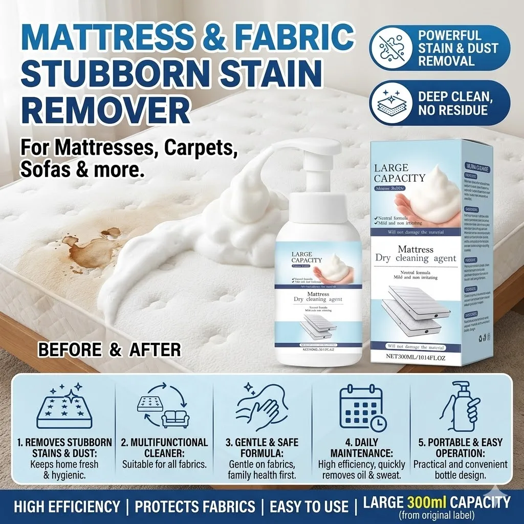 Stubborn Stain Remover Mousse Gentle Formula Mattress Carpet Cleaner No Residue Fabric Protection Multi-surface Oil Dirt Clean
Stubborn Stain Remover Mousse Gentle Formula Mattress Carpet Cleaner No Residue Fabric Protection Multi-surface Oil Dirt Clean