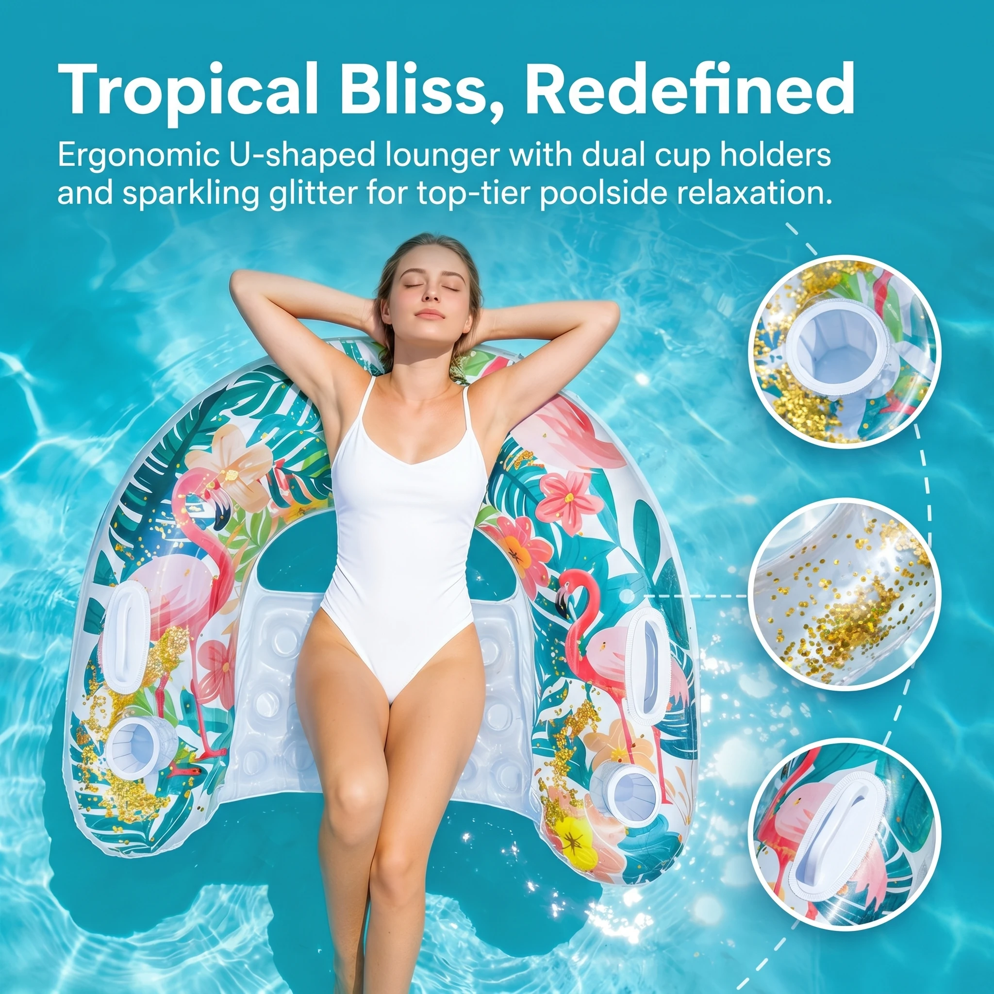 1PC Adult Pool Float Chair, Inflatable Pool Lounge Seat with Cup Holder and Handles, U Shaped Water Float for Pool and Lake
1PC Adult Pool Float Chair, Inflatable Pool Lounge Seat with Cup Holder and Handles, U Shaped Water Float for Pool and Lake