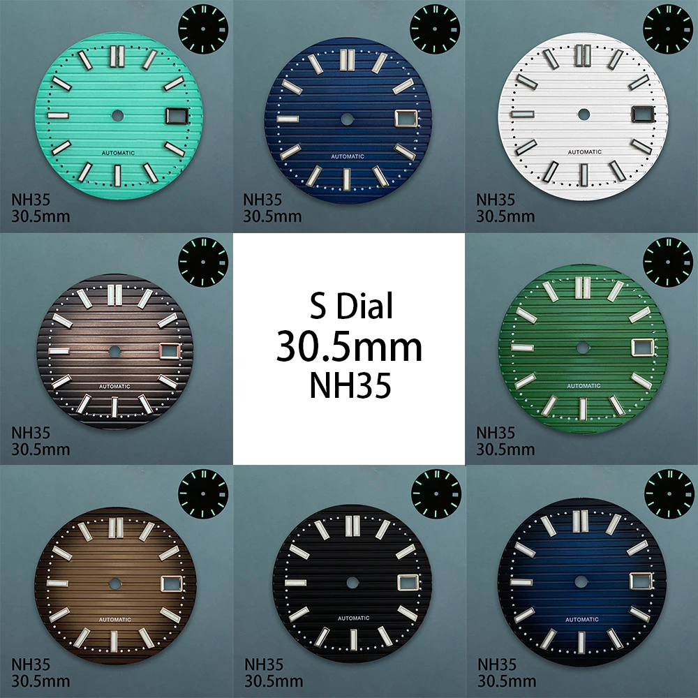 30.5mm S Logo Dial Fit NH35/NH36/4R/7S Japan Movement Green Luminous Stripe High Quality Dial Watch Modification Accessories
30.5mm S Logo Dial Fit NH35/NH36/4R/7S Japan Movement Green Luminous Stripe High Quality Dial Watch Modification Accessories