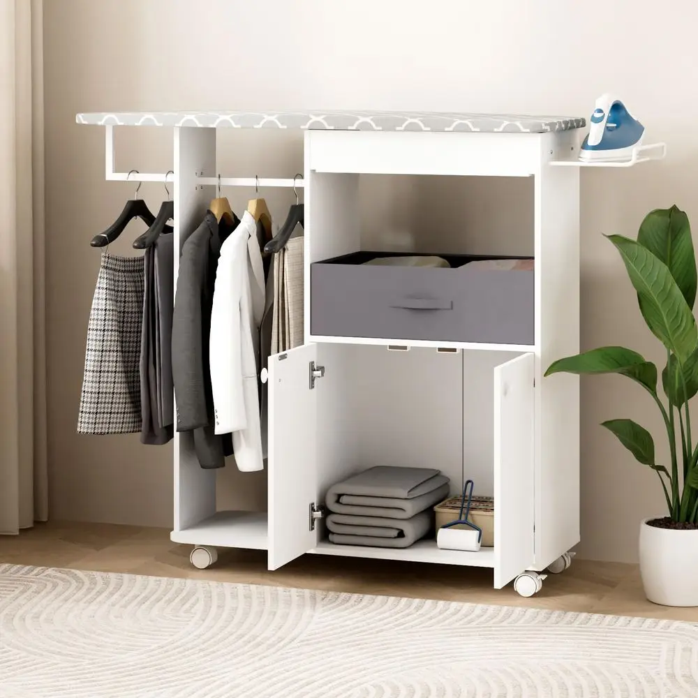 Ironing Board with Storage Cabinet, Wooden Ironing Board Cabinet with Drawer, Compact SpaceSaving Ironing Table with Iron Rest
Ironing Board with Storage Cabinet, Wooden Ironing Board Cabinet with Drawer, Compact SpaceSaving Ironing Table with Iron Rest