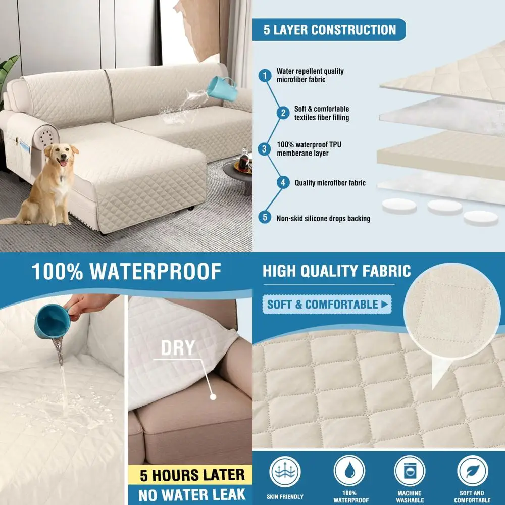 Waterproof Sectional Sofa Covers 2-Piece L-Shaped Couch Cover for Dogs, Non-Slip, 100% Waterproof Fabric
Waterproof Sectional Sofa Covers 2-Piece L-Shaped Couch Cover for Dogs, Non-Slip, 100% Waterproof Fabric