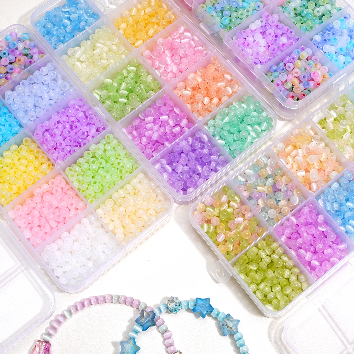 4mm Cat's Eye Ice Glass Rice Beads 10 Grids 8g/10g per Grid (≈1200-1500pcs) DIY Jewelry Making Kit for Necklace Bracelet Craft
4mm Cat's Eye Ice Glass Rice Beads 10 Grids 8g/10g per Grid (≈1200-1500pcs) DIY Jewelry Making Kit for Necklace Bracelet Craft