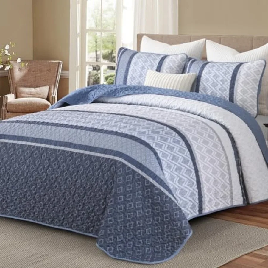 Boho Quilt Set Striped Bedspread Size Bedding Sets 3 Pieces Micofiber Lightweight Quilts with 2 Pillow Shams Coverlet Bed Sets
Boho Quilt Set Striped Bedspread Size Bedding Sets 3 Pieces Micofiber Lightweight Quilts with 2 Pillow Shams Coverlet Bed Sets