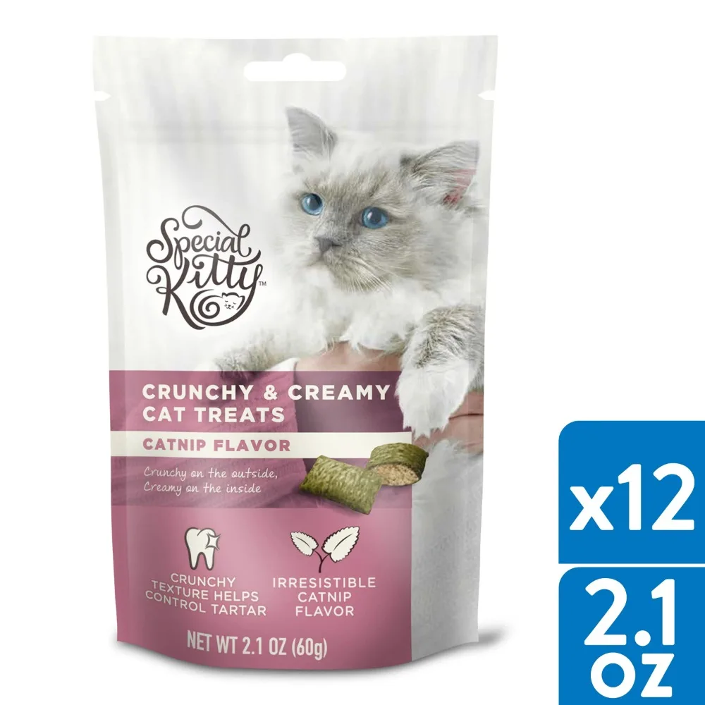 Crunchy & Creamy Treats for Cats, Catnip Flavor, 3 oz, 12 Pack 
Crunchy & Creamy Treats for Cats, Catnip Flavor, 3 oz, 12 Pack