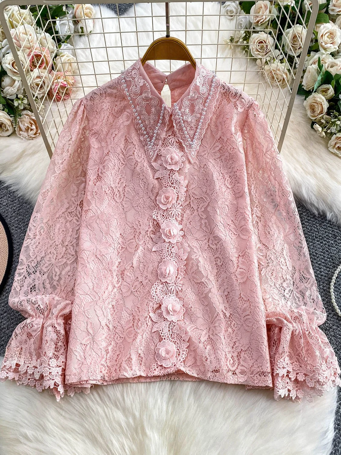 Женская кружевная блузка Ele в стиле ретро с 3D цветочным воротником и бисером, повседневная длинная висячая блузка с цветочным принтом
Женская кружевная блузка Ele в стиле ретро с 3D цветочным воротником и бисером, повседневная длинная висячая блузка с цветочным принтом