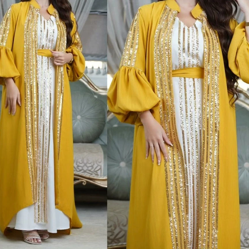 Middle Eastern Kuwaiti Muslim robe fashion women's sequin embroidery two-piece puff sleeve dress-GZXX541
Middle Eastern Kuwaiti Muslim robe fashion women's sequin embroidery two-piece puff sleeve dress-GZXX541