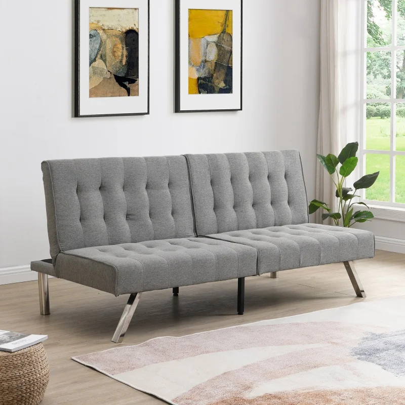 Modern Sleeper Sofa Grey Couch with Stainless Steel Leg Convertible Loveseat for Living Room 2-Seat Couches with Adjustable Back
Modern Sleeper Sofa Grey Couch with Stainless Steel Leg Convertible Loveseat for Living Room 2-Seat Couches with Adjustable Back