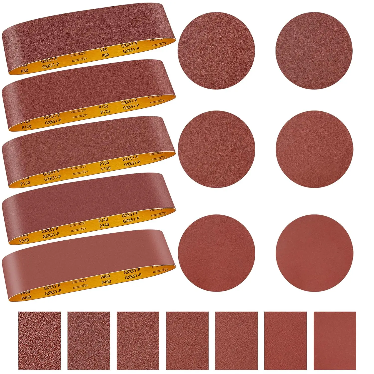 4x36 Inch Alumina Sanding Belts 80/120/150/240/400 Grits with 6 Inch Self Stick Sanding Discs 11PCS Set for Wood Metal Stainless
4x36 Inch Alumina Sanding Belts 80/120/150/240/400 Grits with 6 Inch Self Stick Sanding Discs 11PCS Set for Wood Metal Stainless