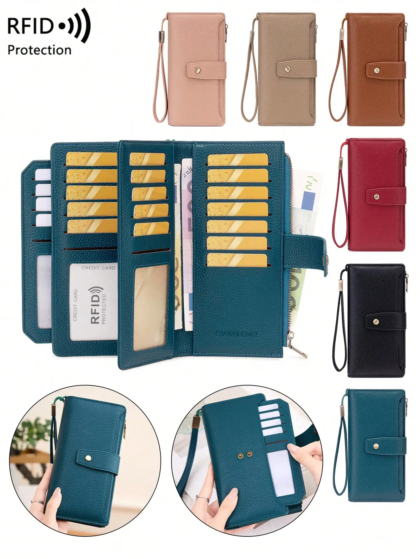 CHARM INFINITE Women's Multifunctional Large Capacity Trifold RFID Blocking Credit Card Wallet, Can Hold Credit Cards/ID/Coins/Cash/Receipts, Zipper Pocket Clutch Purse, Birthday/Anniversary Gift, Women Wallet, Long Wallet, Wristlet
CHARM INFINITE Women's Multifunctional Large Capacity Trifold RFID Blocking Credit Card Wallet, Can Hold Credit Cards/ID/Coins/Cash/Receipts, Zipper Pocket Clutch Purse, Birthday/Anniversary Gift, Women Wallet, Long Wallet, Wristlet