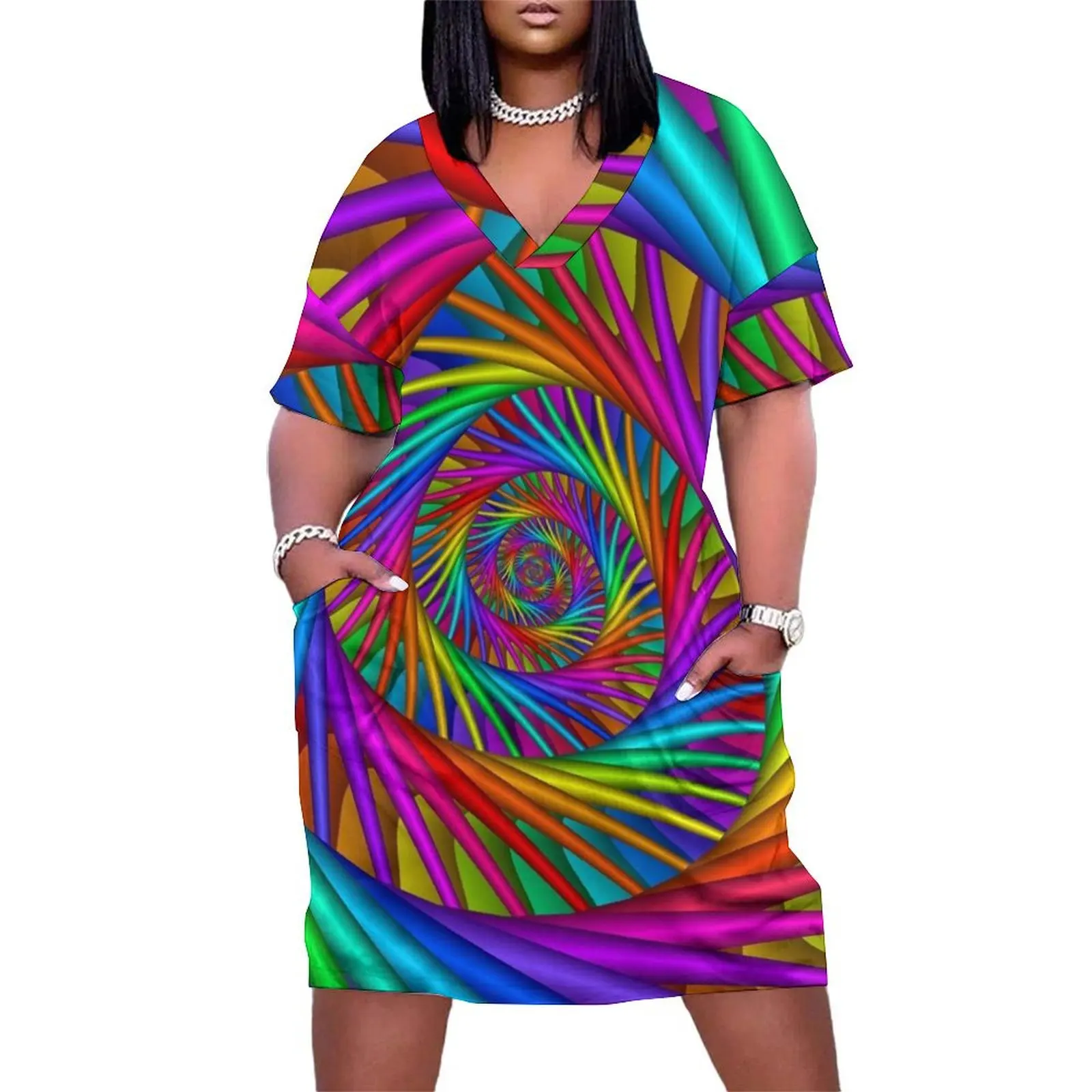 Rainbow Psychedelic Spiral Fractal Loose Pocket Dress party dresses woman Cocktail of dresses
Rainbow Psychedelic Spiral Fractal Loose Pocket Dress party dresses woman Cocktail of dresses