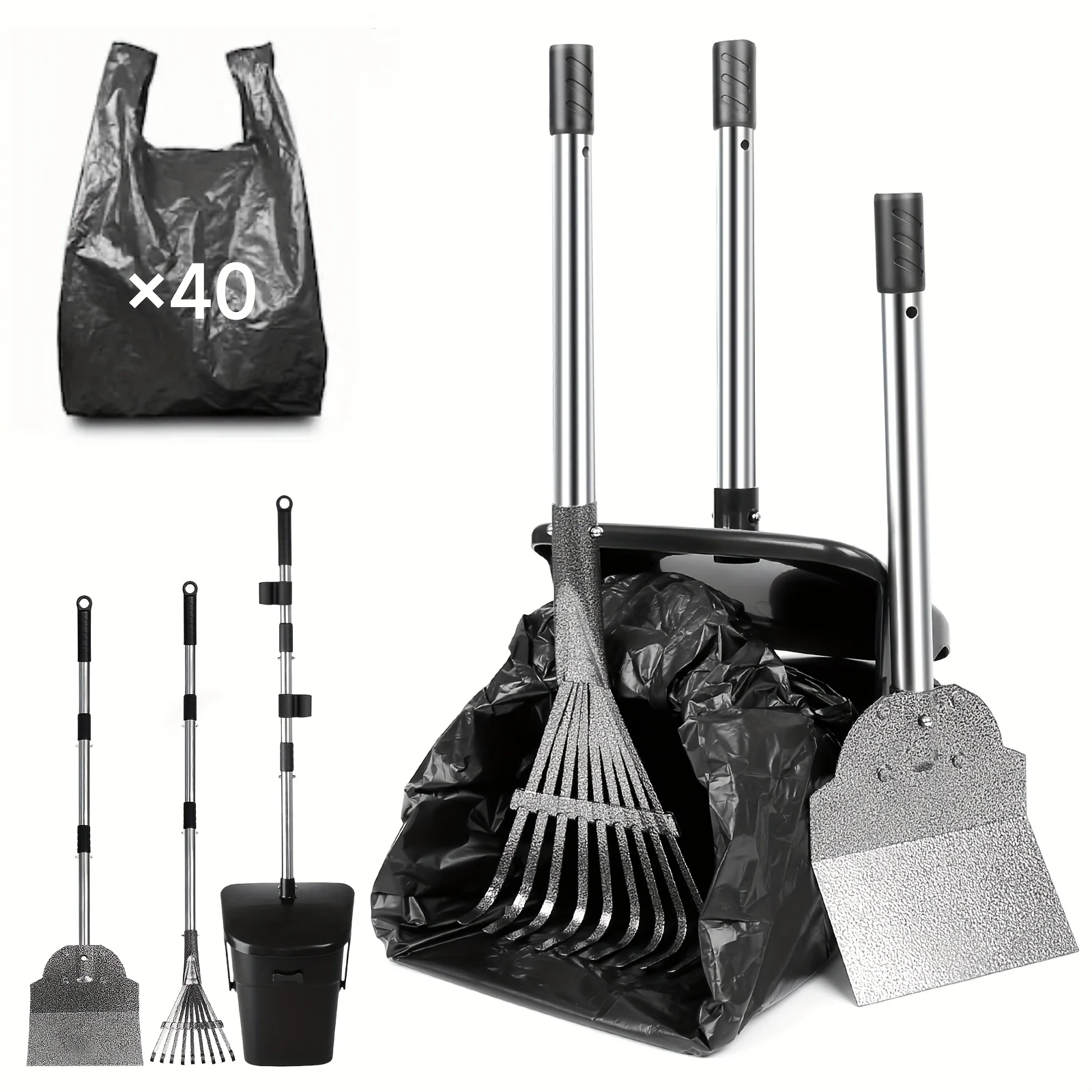 Dog Waste Collection - 37.4" Long Adjustable Metal Bin with Rake And Spade Kit, Includes 20 Waste Bags, Portable for Use on Gravel, Lawns, And Grass, Suitable for Small to Large Dogs, Without Battery
Dog Waste Collection - 37.4" Long Adjustable Metal Bin with Rake And Spade Kit, Includes 20 Waste Bags, Portable for Use on Gravel, Lawns, And Grass, Suitable for Small to Large Dogs, Without Battery
