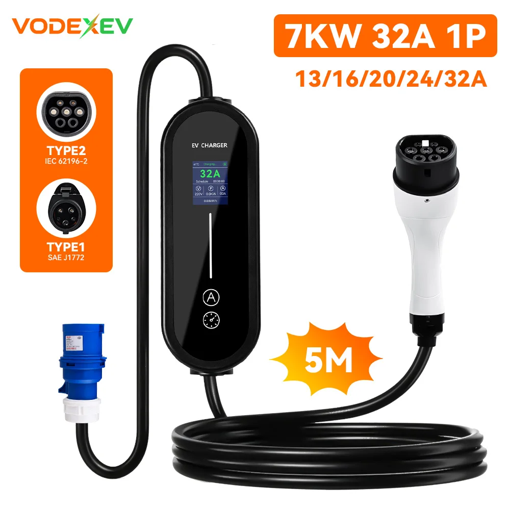 Зарядное устройство VODEXEV 7 кВт 32 А с регулируемым током, Тип 1 J1772, для электромобилей, 1-фазное, Тип 2 IEC 62196-2, кабель 5 м для электромобиля
Зарядное устройство VODEXEV 7 кВт 32 А с регулируемым током, Тип 1 J1772, для электромобилей, 1-фазное, Тип 2 IEC 62196-2, кабель 5 м для электромобиля
