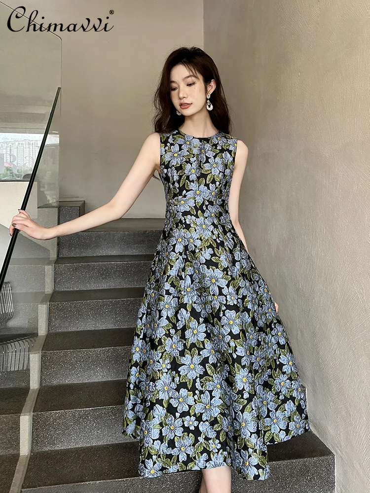 French Elegant Socialite Evening Dresses Crew Neck Sleeveless Embroidered Flower High Waist A-line Slim Long Dress Women Summer
French Elegant Socialite Evening Dresses Crew Neck Sleeveless Embroidered Flower High Waist A-line Slim Long Dress Women Summer
