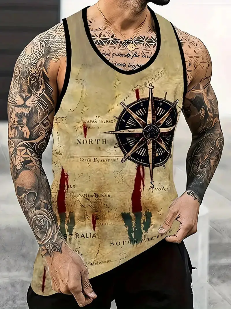 Summer Hot Sales Men's Sleeveless Vests Compass Graphic 3D Printed Outdoor Street Man Clothing Sports Fitness Oversized Tank Top
Summer Hot Sales Men's Sleeveless Vests Compass Graphic 3D Printed Outdoor Street Man Clothing Sports Fitness Oversized Tank Top