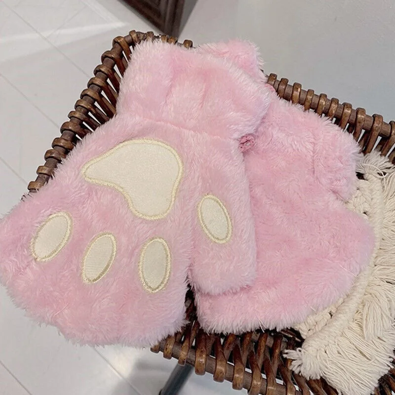 Winter Women Cute Cat Claw Paw Plush Gloves Mittens Warm Soft Plush Fingerless Fluffy Pink Cat Gloves Half Finger Gloves Gifts
Winter Women Cute Cat Claw Paw Plush Gloves Mittens Warm Soft Plush Fingerless Fluffy Pink Cat Gloves Half Finger Gloves Gifts