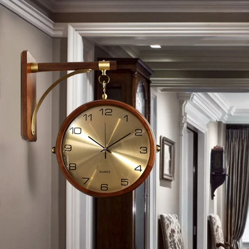 Light Luxury Silent Metal Wall Clocks Double Side Digital Clock Bedroom Decoration Living Room Corner Hanging Quartz Clocks 
Light Luxury Silent Metal Wall Clocks Double Side Digital Clock Bedroom Decoration Living Room Corner Hanging Quartz Clocks